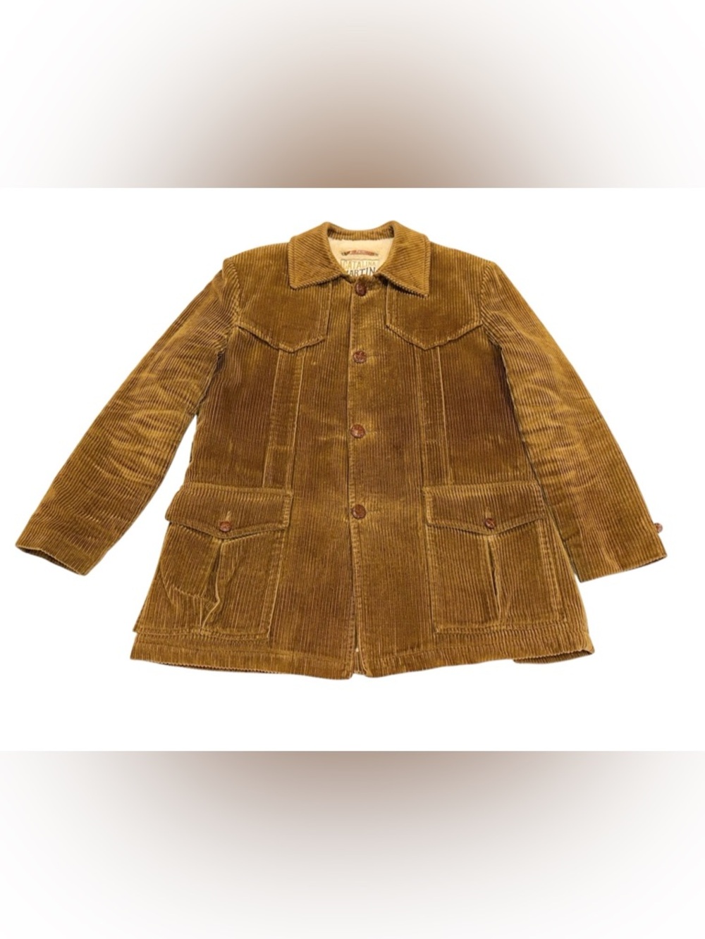 Vtg 70s Catalina Martin Corduroy Jacket Brown Sherpa Ranch Western Chore Coat 42
